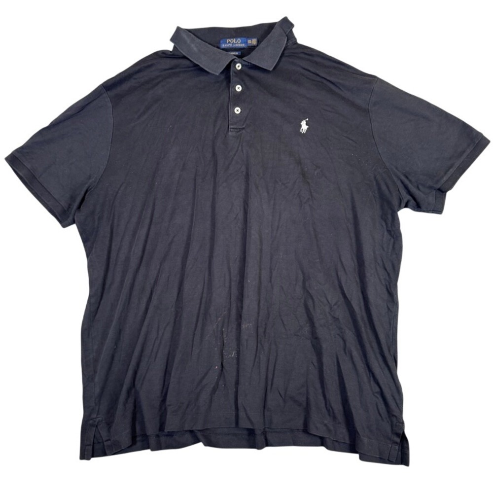 Polo Ralph Lauren Mens XXL Black Classic Fit Short Sleeve Polo Shirt White Pony